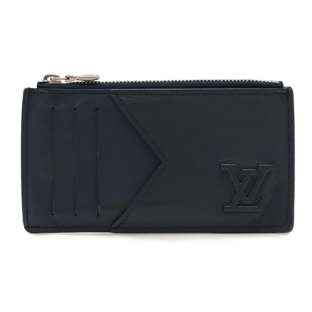 LOUIS VUITTON LV Aerogram Coin Card Case Purse Leather Marine Blue Navy Blue